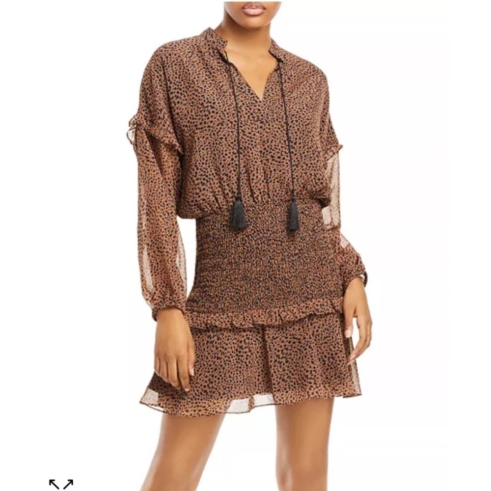 Aqua‎ Leopard Printed Ruffled Mini Dress XS